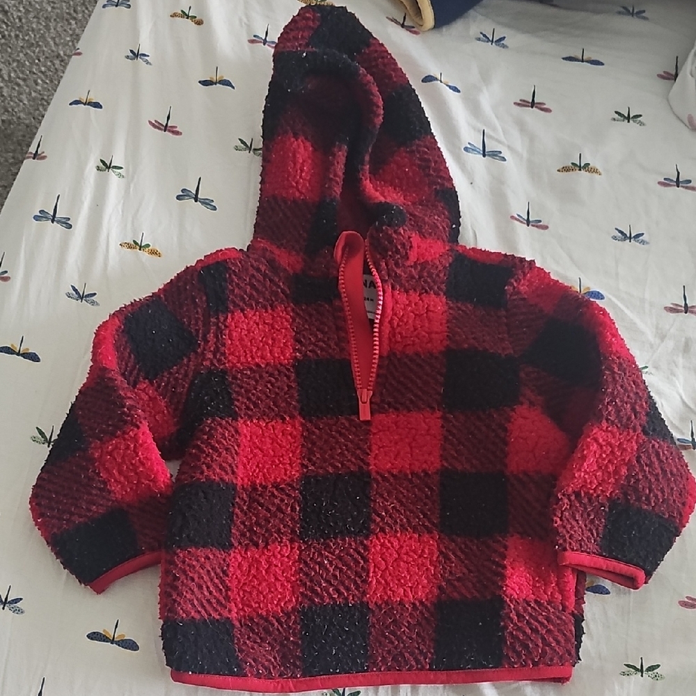 Old Navy Red and Black Checkered Kids Hoodie